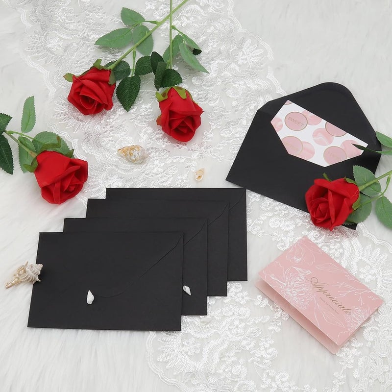 Keketer 100 Pack Black 4x6 Envelopes, Contour Flap A4 Envelopes for Engagement Invites, Weddings Invitation, announcements, Baby shower, Perfect for RSVP Card 120gsm, 4.5 x 6.4 Inches - 100% Recycled - Image 2